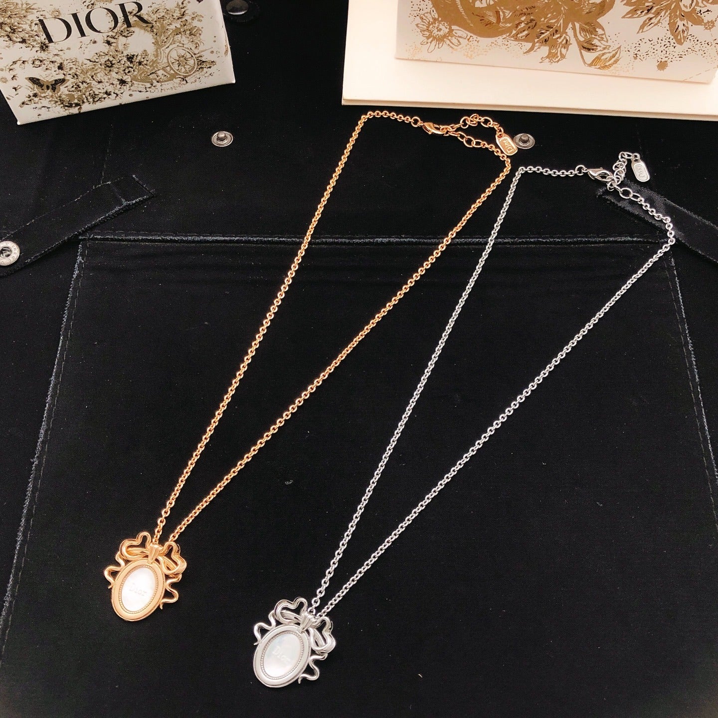Dior Brass Bow Necklace