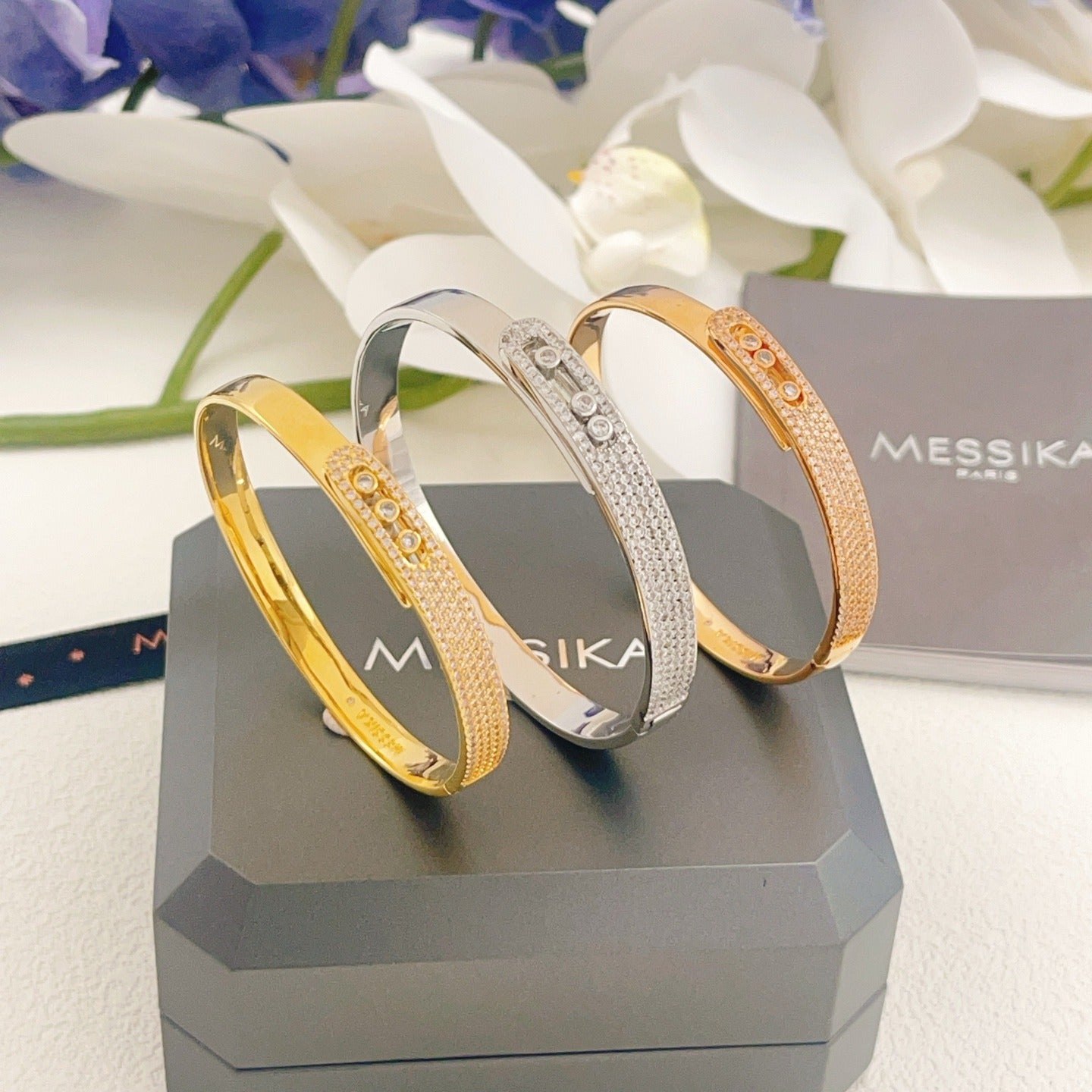 Messika Silver Brass Pave Bracelet
