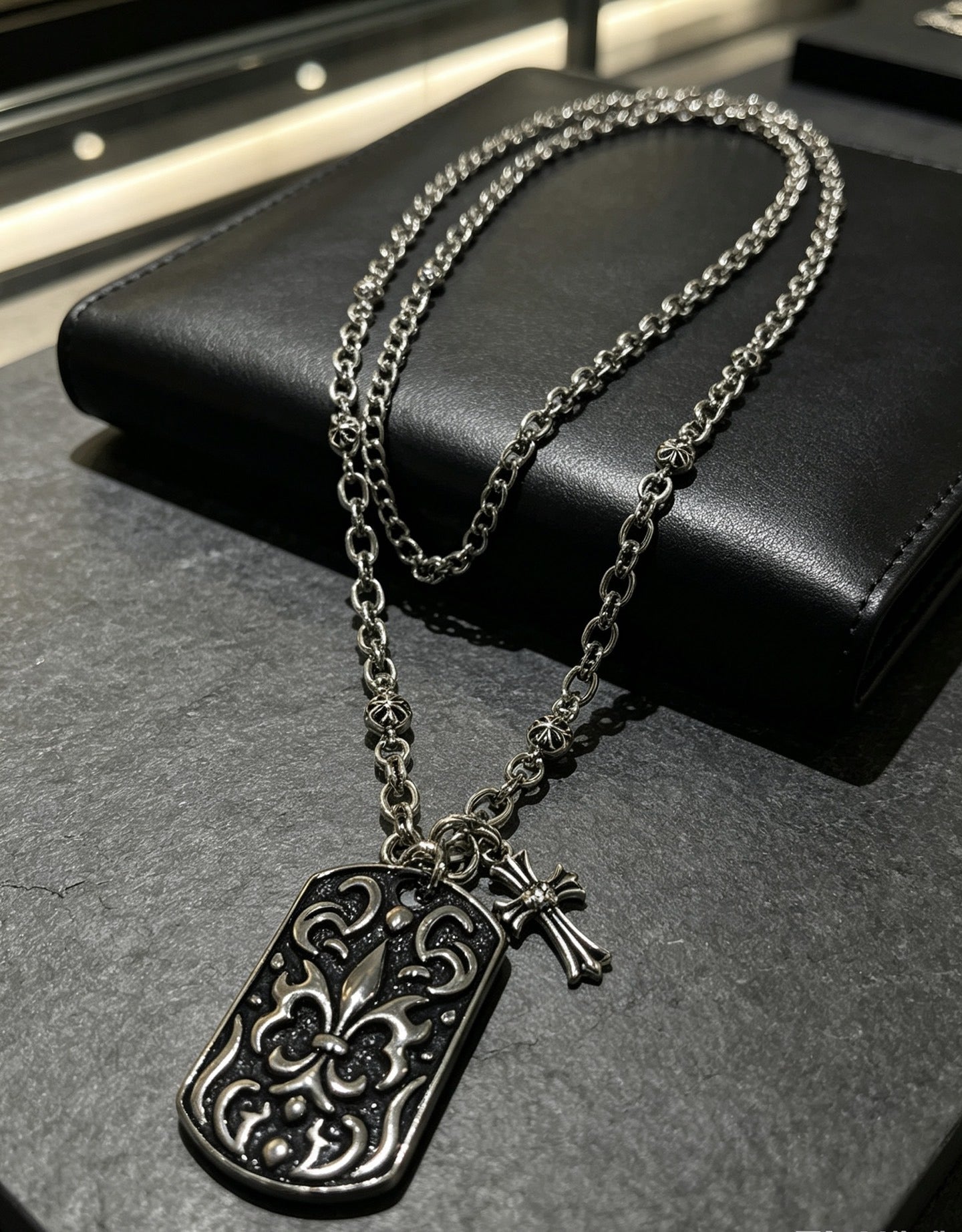 Chrome Hearts Sterling Silver Cross Necklace