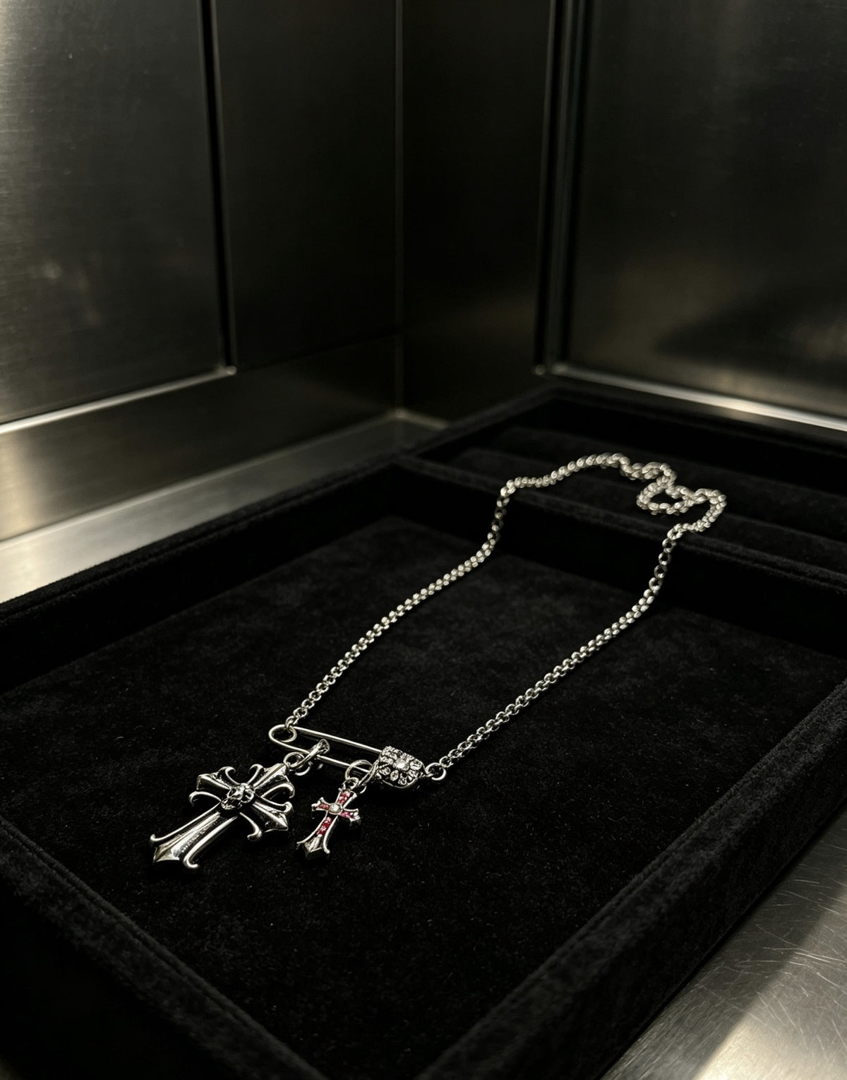 Chrome Hearts Sterling Silver Cross Necklace