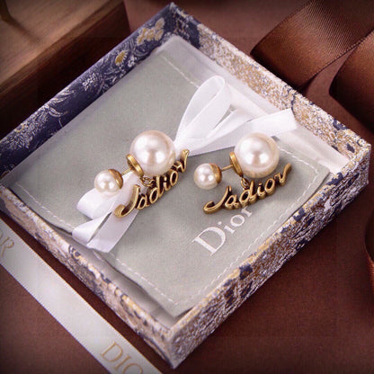 Dior Brass Logo Earrings