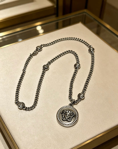 Versace Sterling Silver Chain Necklace