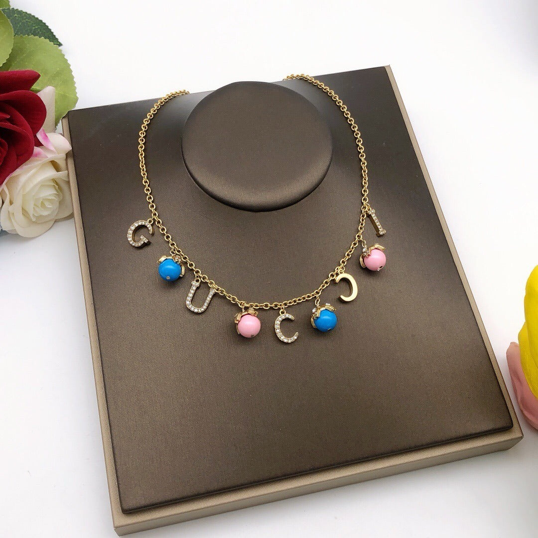 Gucci Pink Brass Floral Necklace