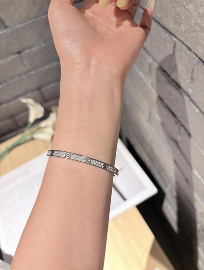 Cartier Silver Brass Pave Bracelet