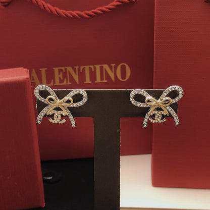 Chanel Brass Bow Earrings