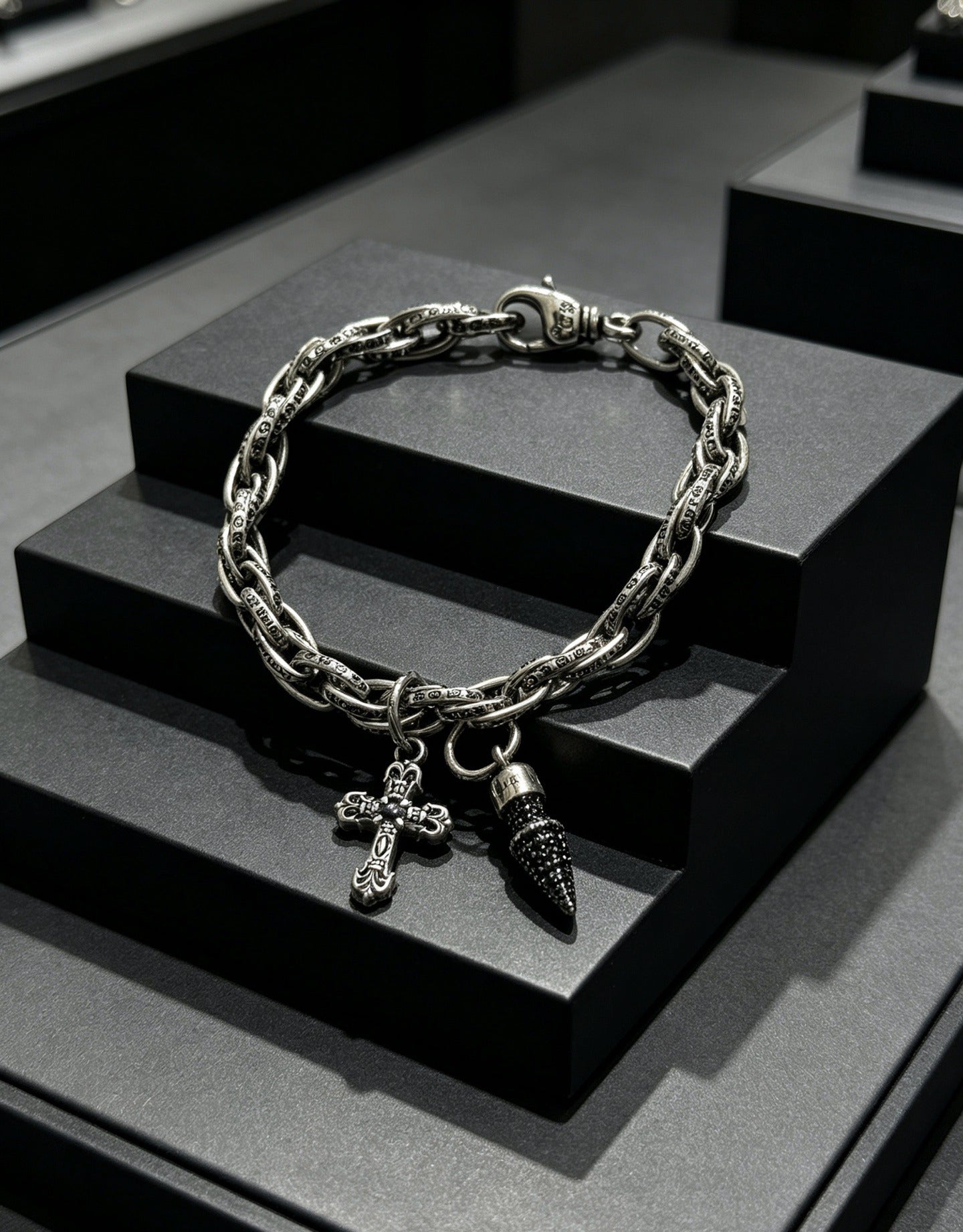 Chrome Hearts Sterling Silver Cross Bracelet