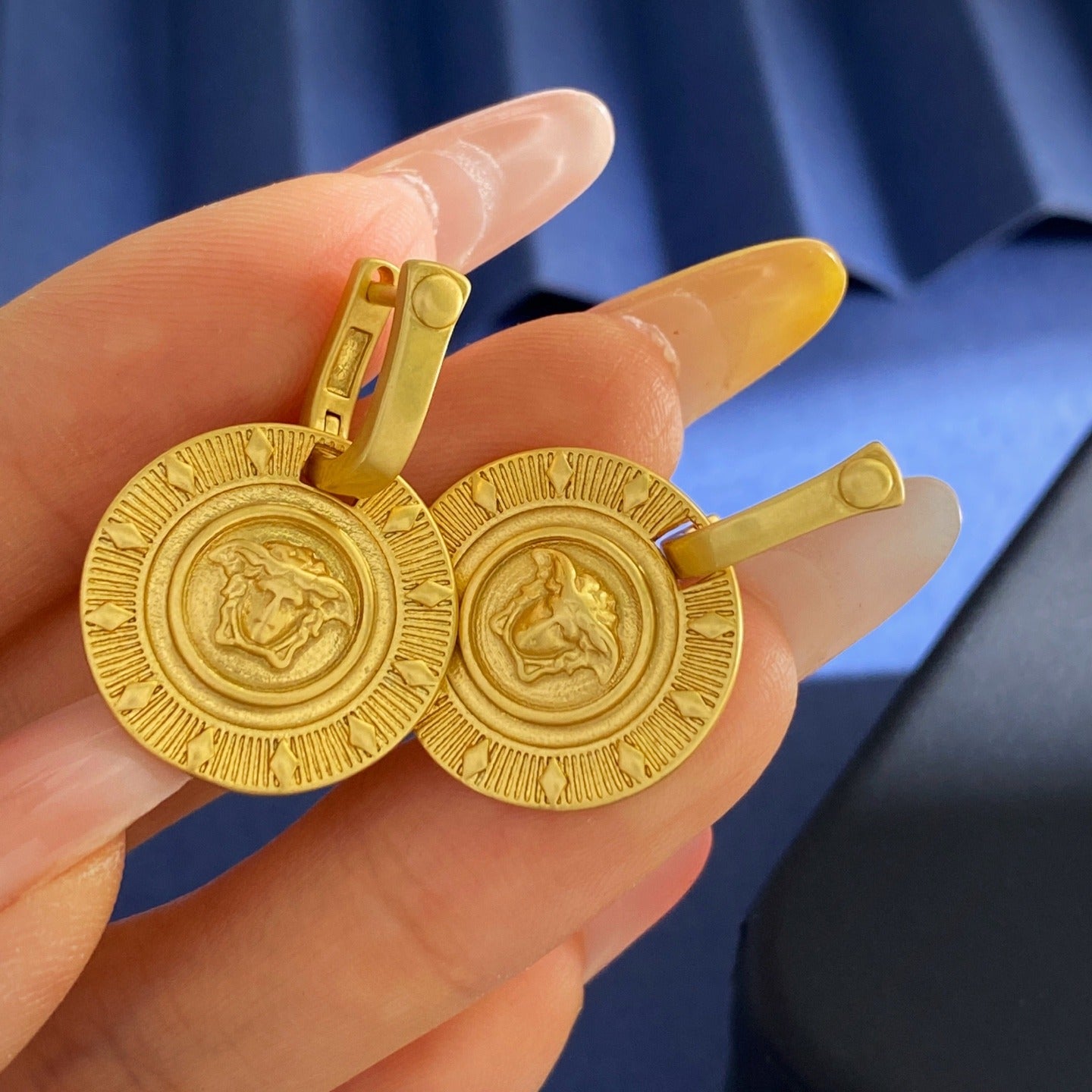 Versace Brass Medusa Earrings