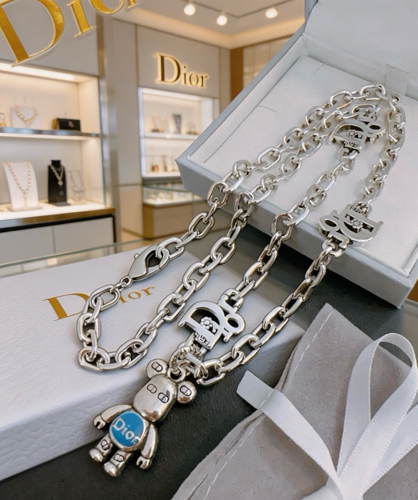 Dior Sterling Silver Chain Necklace