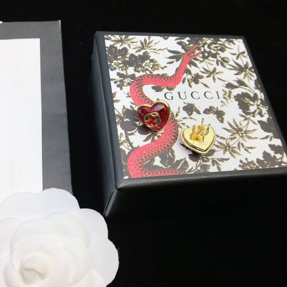 Gucci Red Sterling Silver Double G Earrings