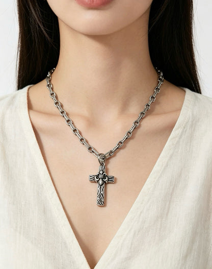 Chrome Hearts Sterling Silver Cross Necklace