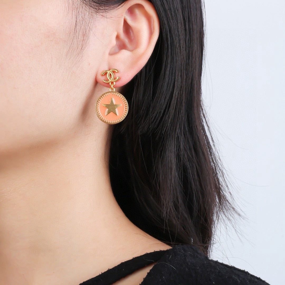 Chanel Brass Vintage-Finish Earrings
