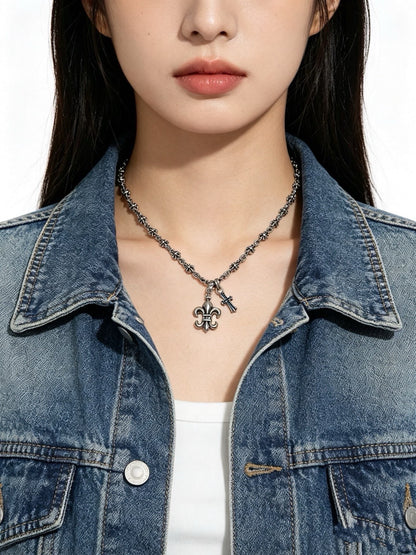 Chrome Hearts Sterling Silver Cross Necklace