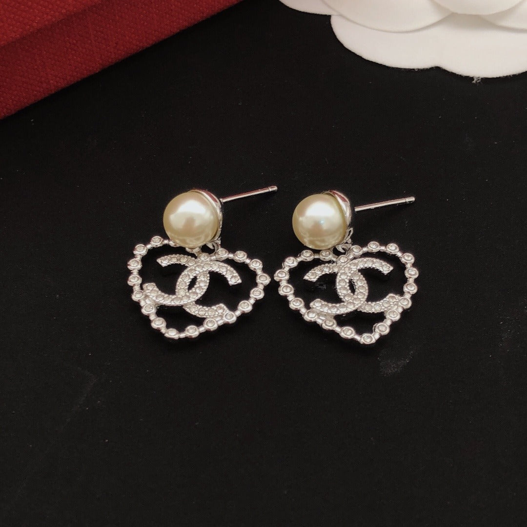 Chanel Brass Heart Earrings