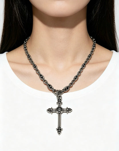 Chrome Hearts Sterling Silver Cross Necklace