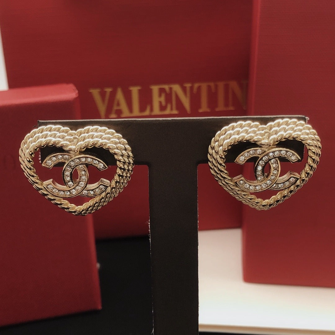 Chanel Brass Heart Earrings