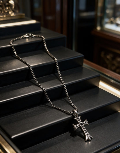Chrome Hearts Sterling Silver Cross Necklace