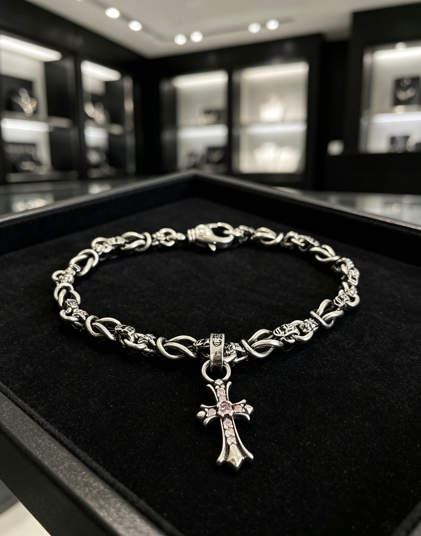 Chrome Hearts Sterling Silver Cross Bracelet