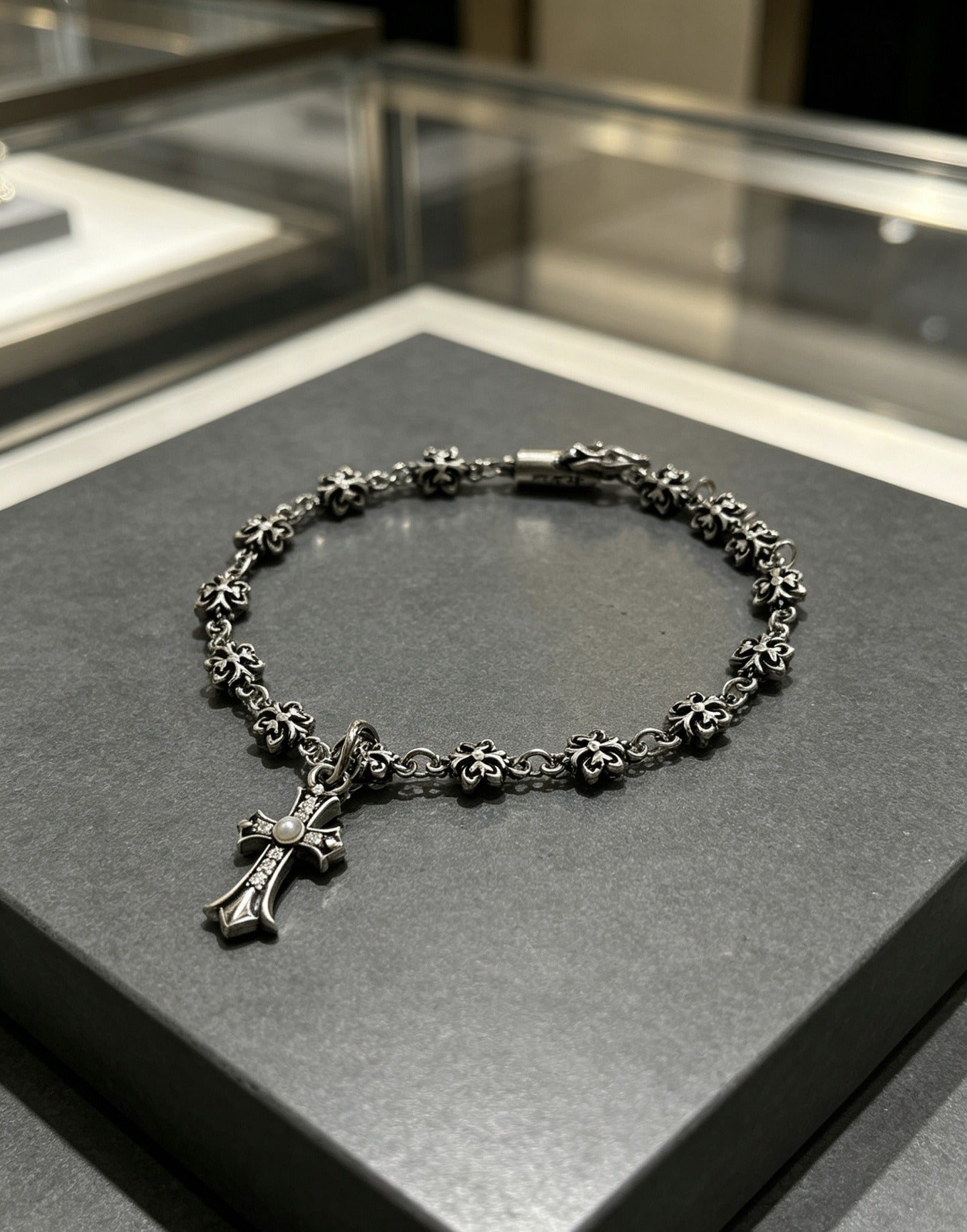 Chrome Hearts Sterling Silver Cross Bracelet