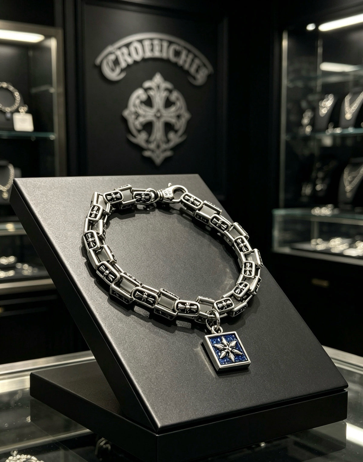 Chrome Hearts Sterling Silver Cross Bracelet