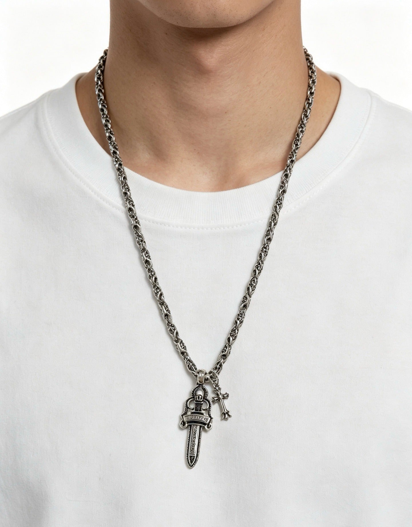 Chrome Hearts Sterling Silver Cross Necklace