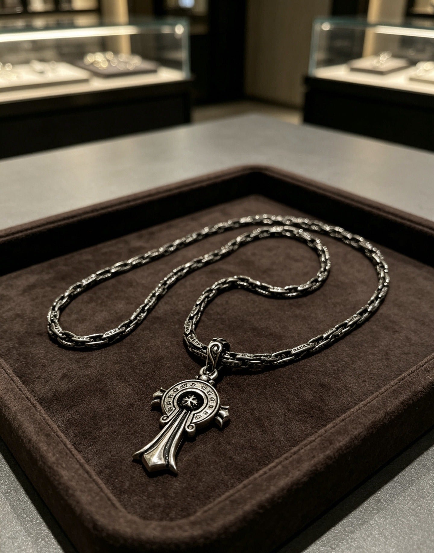 Chrome Hearts Sterling Silver Cross Necklace