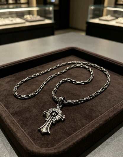 Chrome Hearts Sterling Silver Cross Necklace