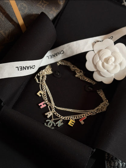 Chanel Brass Logo Necklace