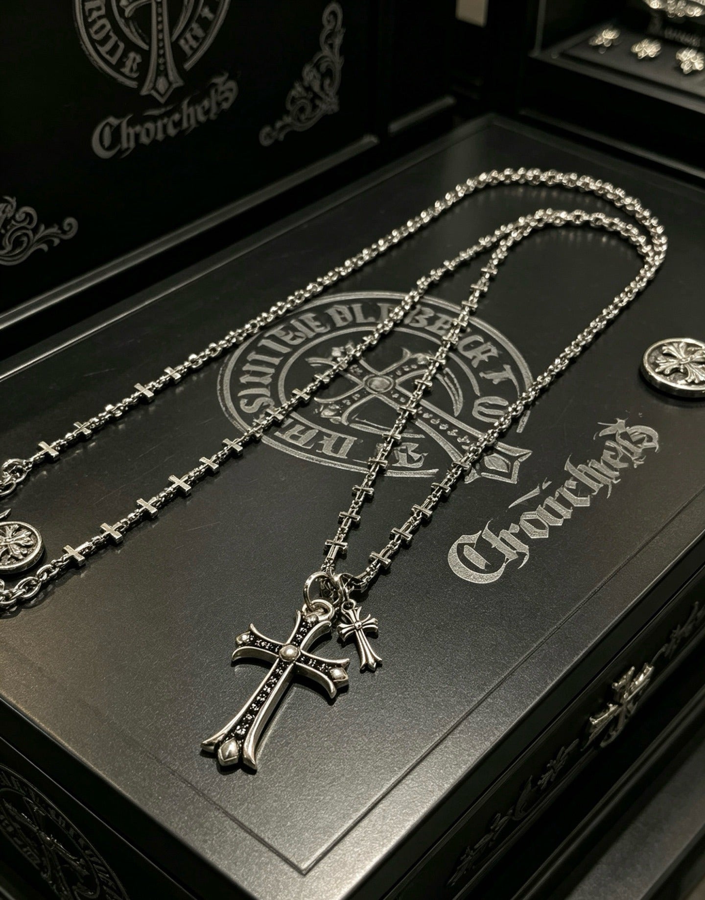 Chrome Hearts Sterling Silver Cross Necklace