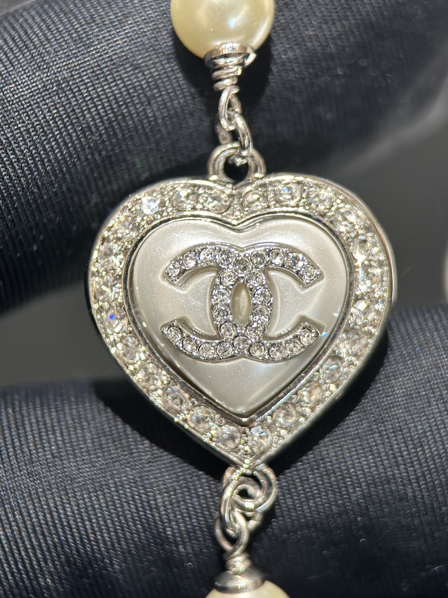 Chanel White Heart Necklace