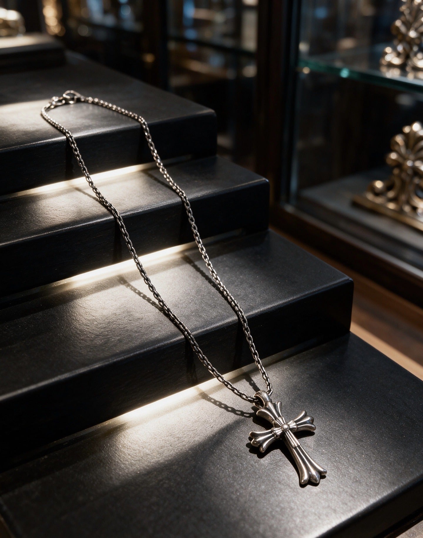 Chrome Hearts Sterling Silver Cross Necklace